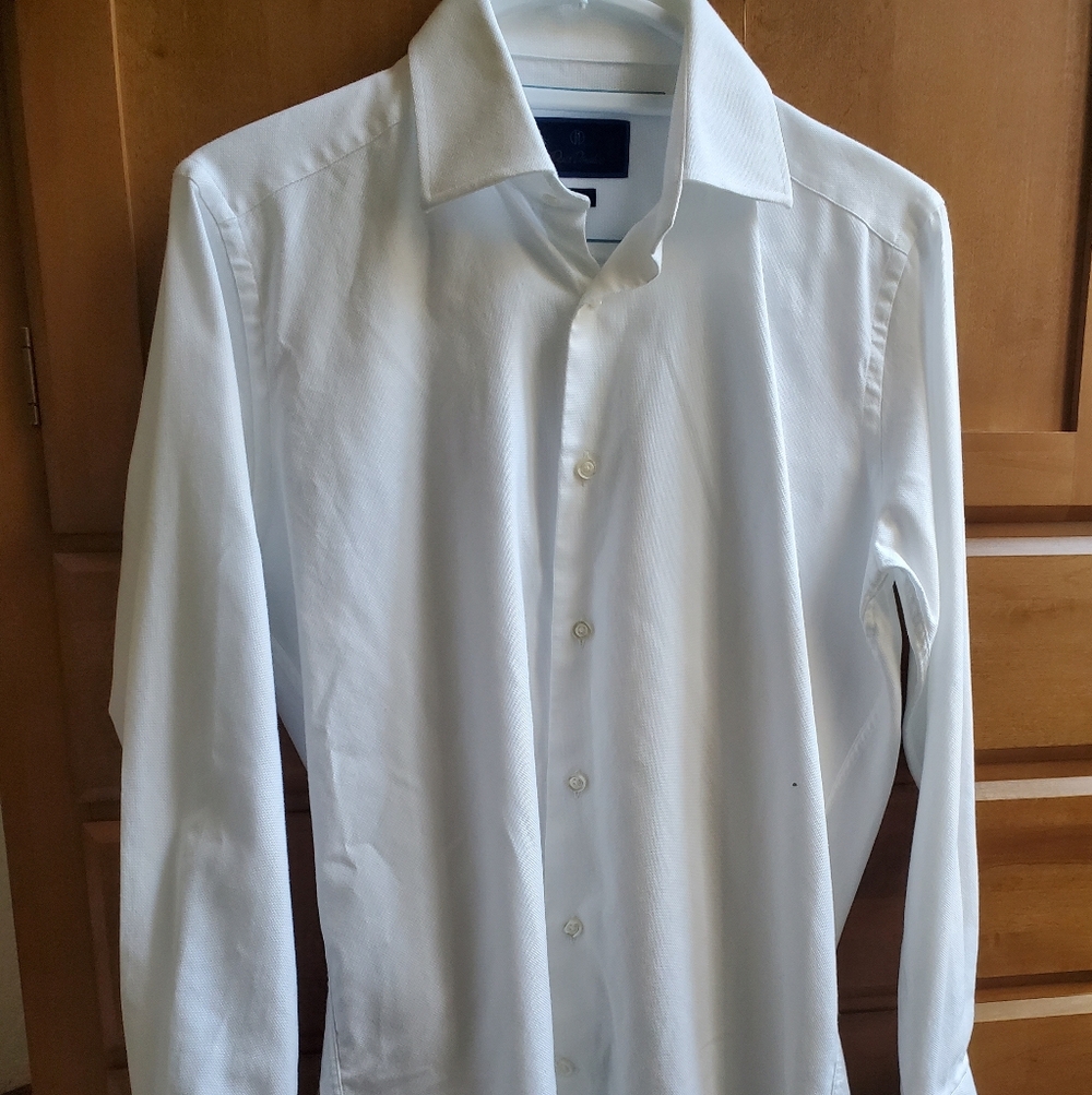 David Donahue Trim Crisp White Dress Shirt